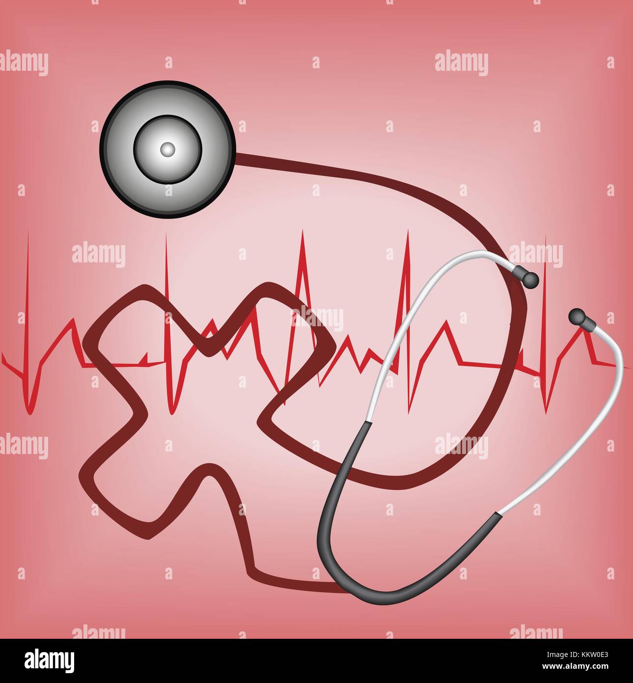 Immagine di uno stetoscopio con simbolo di pronto soccorso Foto Stock