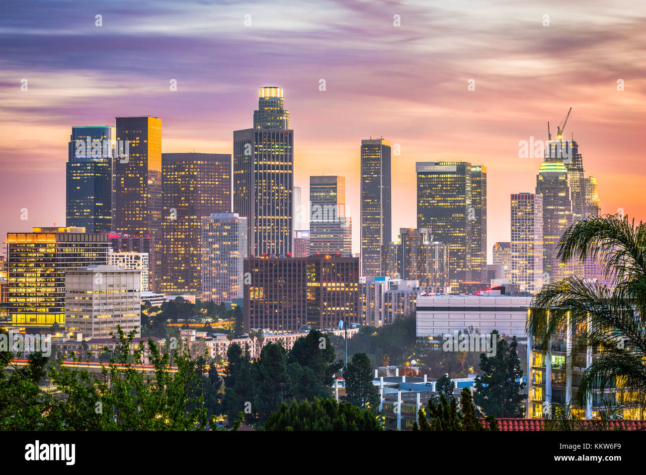 Los Angeles, California, Stati Uniti d'America skyline del centro. Foto Stock