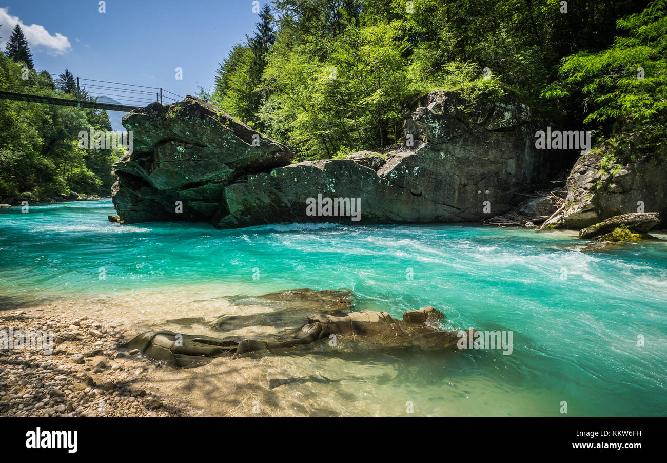 Il fiume soca in Slovenia Foto Stock