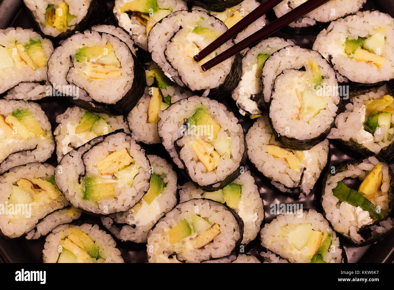 Classic giappone maki fotografata da sopra Foto Stock