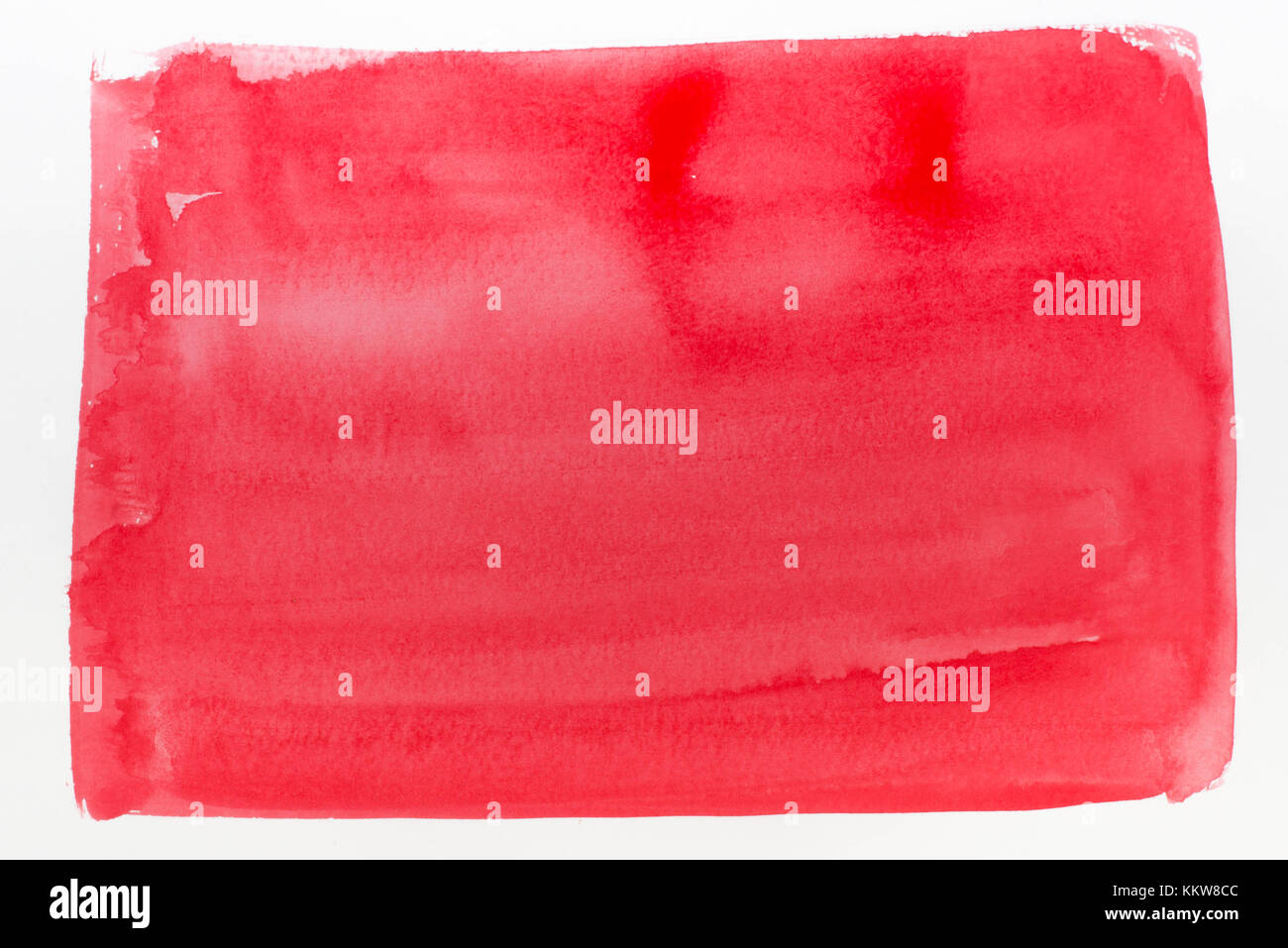 Colore rosso dipinti ad acquerello sfondo texture su carta bianca Foto Stock