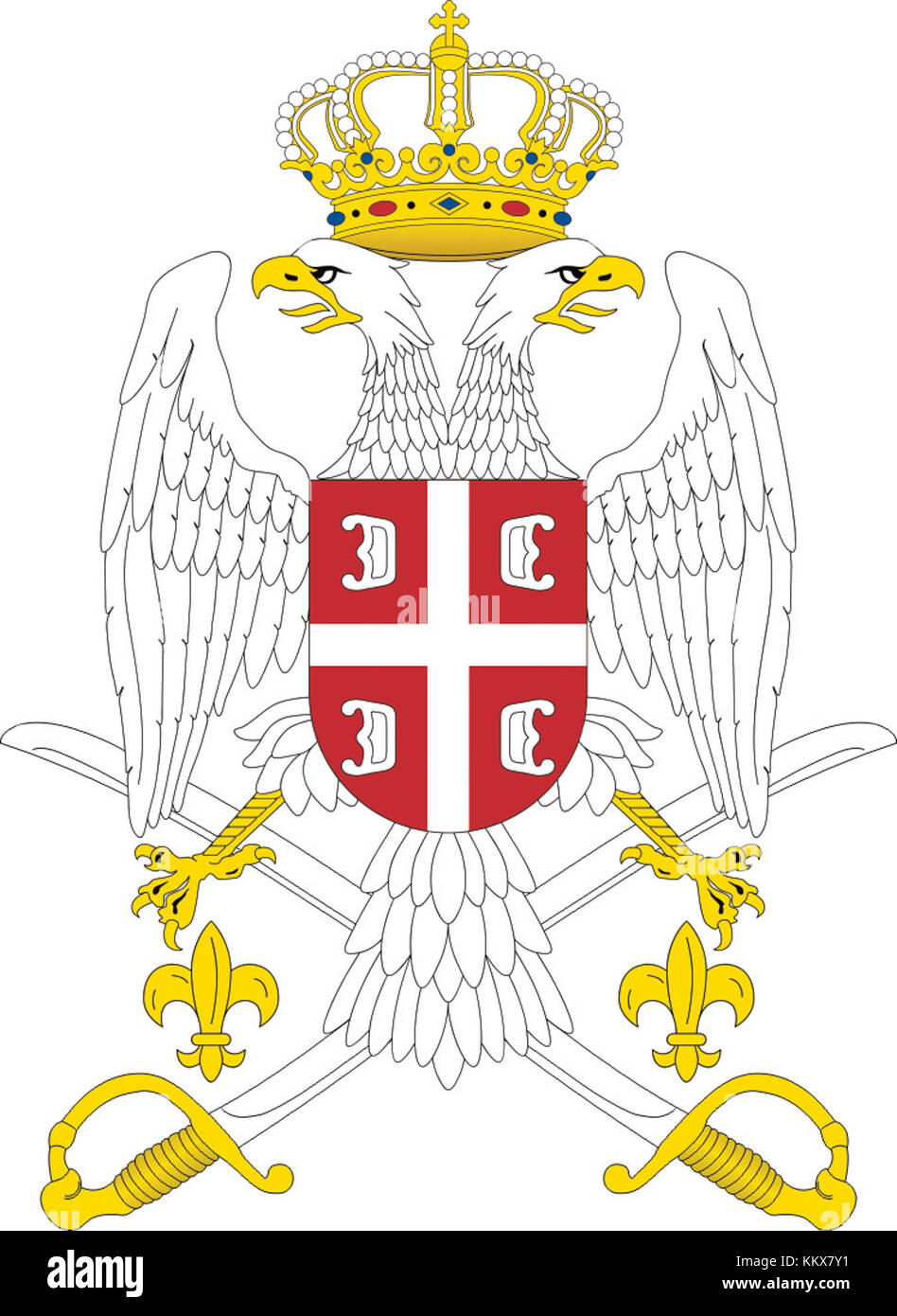 L'emblema delle forze armate serbe è un simbolo che rappresenta l'identità militare e l'eredità della Serbia, riflettendo la storia e le forze armate della nazione. Foto Stock