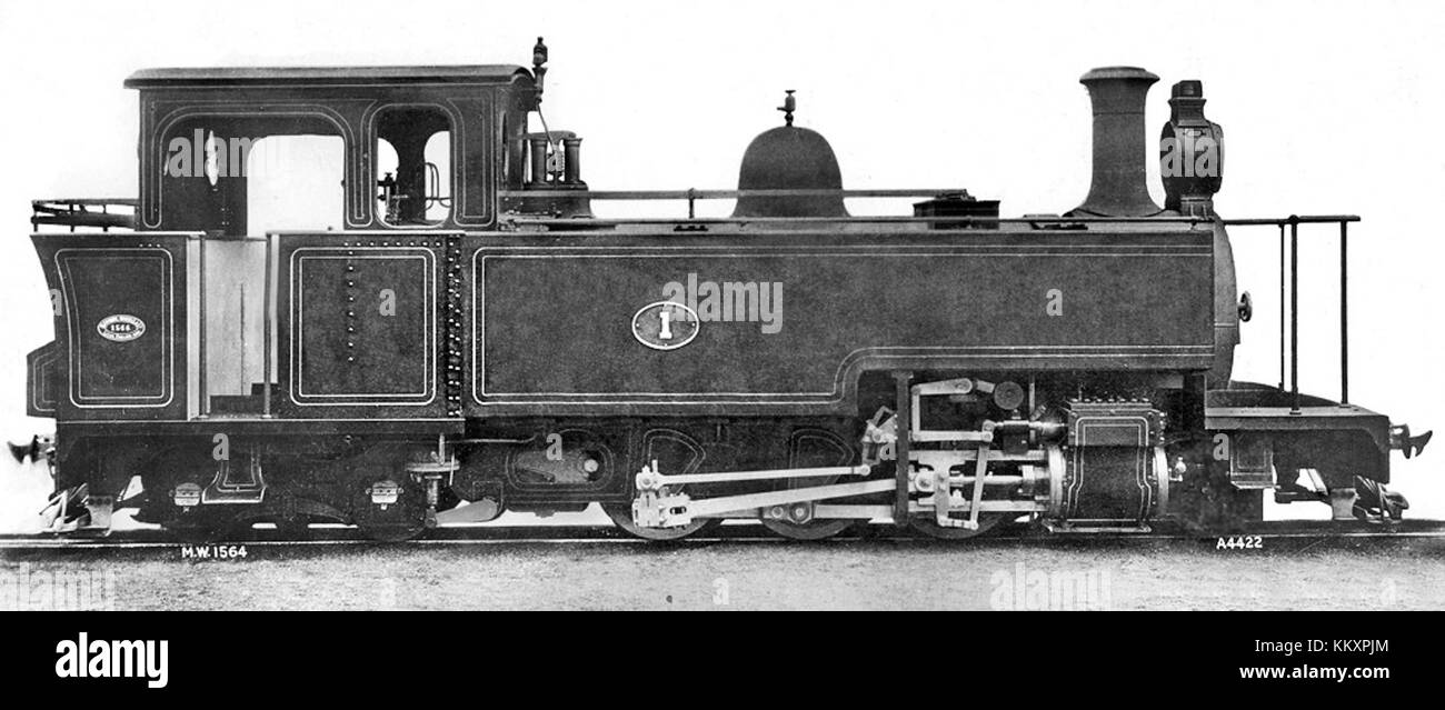 La Cape Government Railways (CGR) Type A 2-6-4T, costruita nel 1902 dalla Manning Wardle & Company, comprende due locomotive a vapore a scartamento ridotto numerate 31 e 32. Progettate per il servizio di costruzione della filiale Avontuur, queste locomotive sono dotate di una disposizione ruote 2-6-4T, con due ruote motrici, sei ruote motrici e quattro ruote trainate. Sono rimasti in servizio fino al 1929. Foto Stock