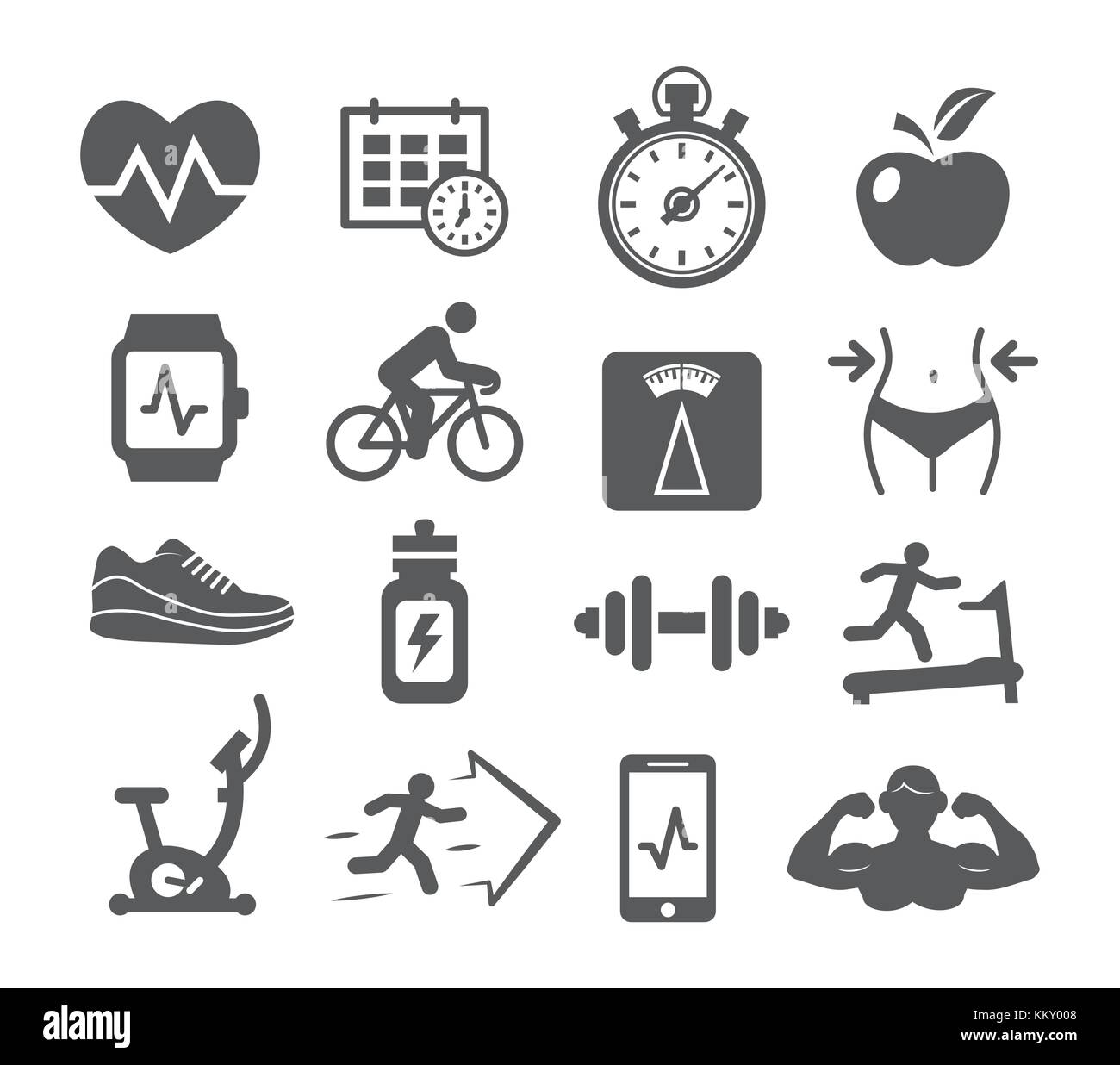 Fitness e palestra icone Illustrazione Vettoriale