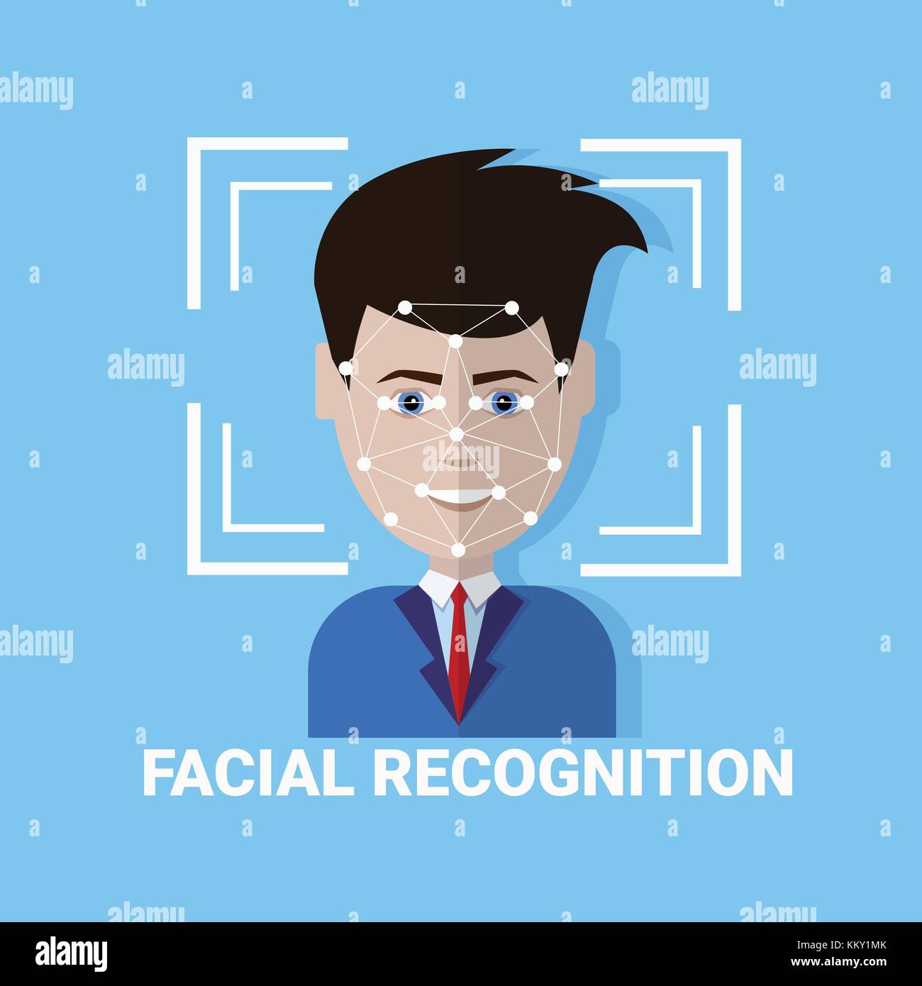 Il riconoscimento facciale di scansione biometrica del viso maschile icona Illustrazione Vettoriale