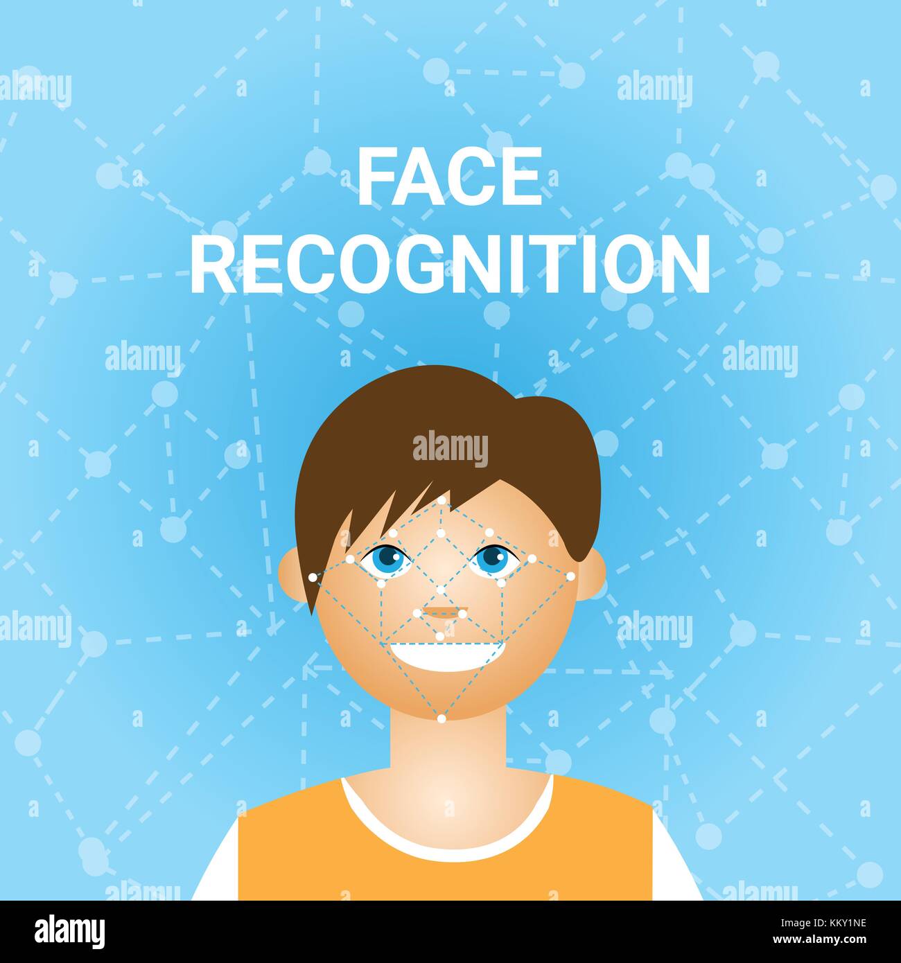 Il riconoscimento del volto di scansione biometrica del maschio icona utente Illustrazione Vettoriale