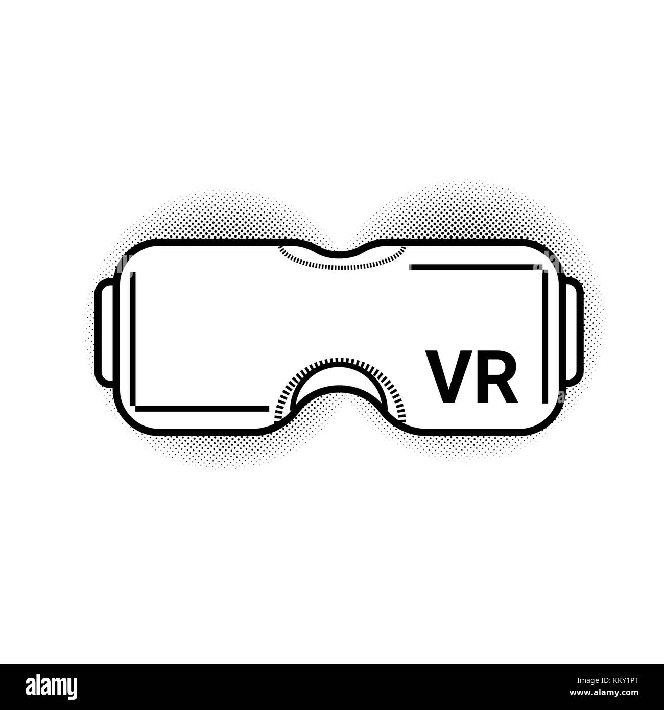 Occhiali vr moderna realtà virtuale gli occhiali di protezione o cuffia isolati su sfondo bianco Illustrazione Vettoriale