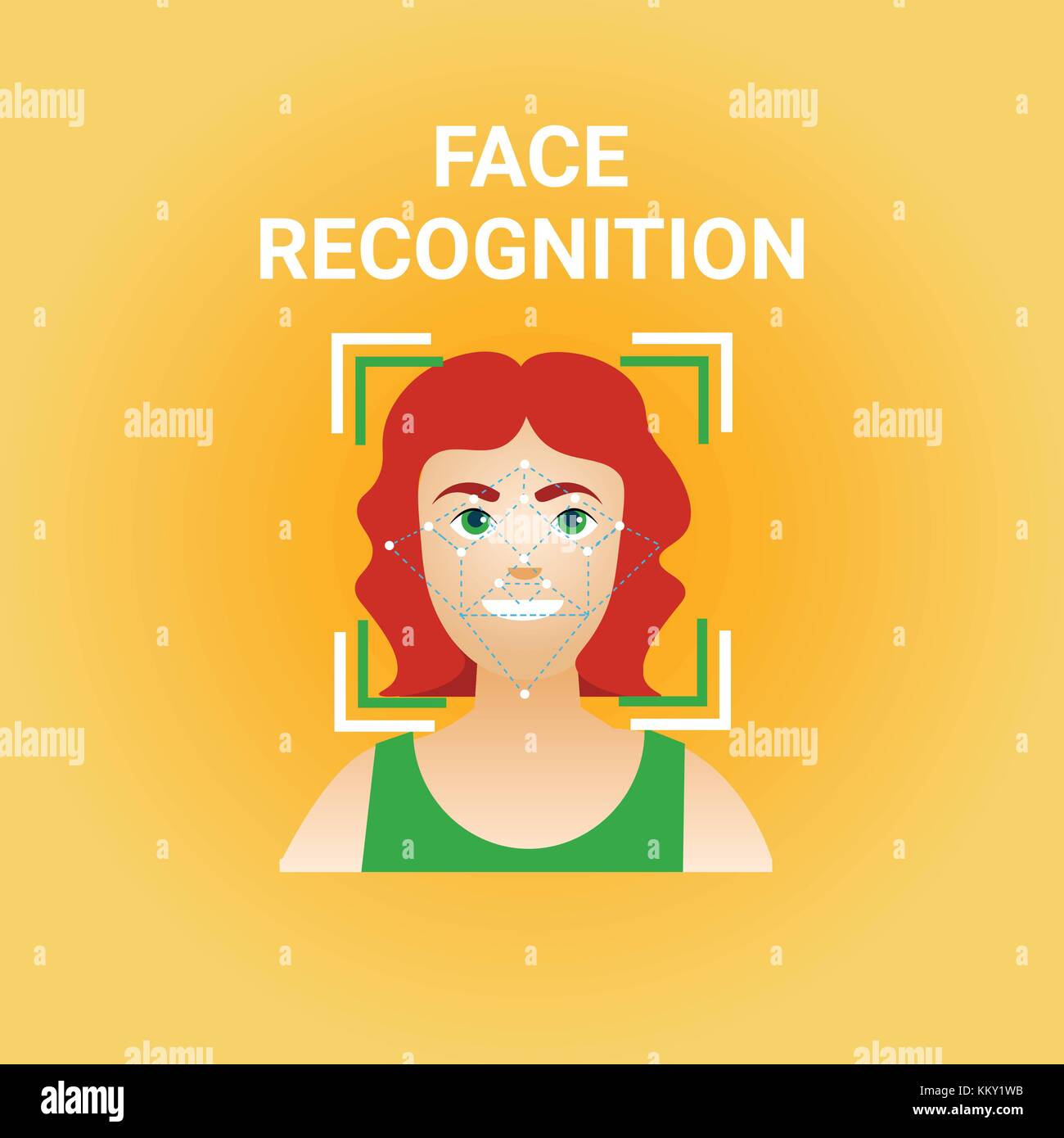 Il riconoscimento facciale di scansione biometrica del volto femminile icona Illustrazione Vettoriale