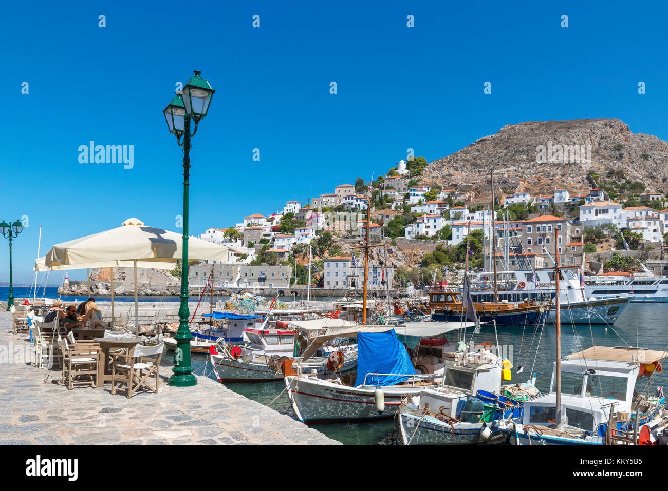 Il porto di Hydra, Isole Saroniche, Grecia Foto Stock