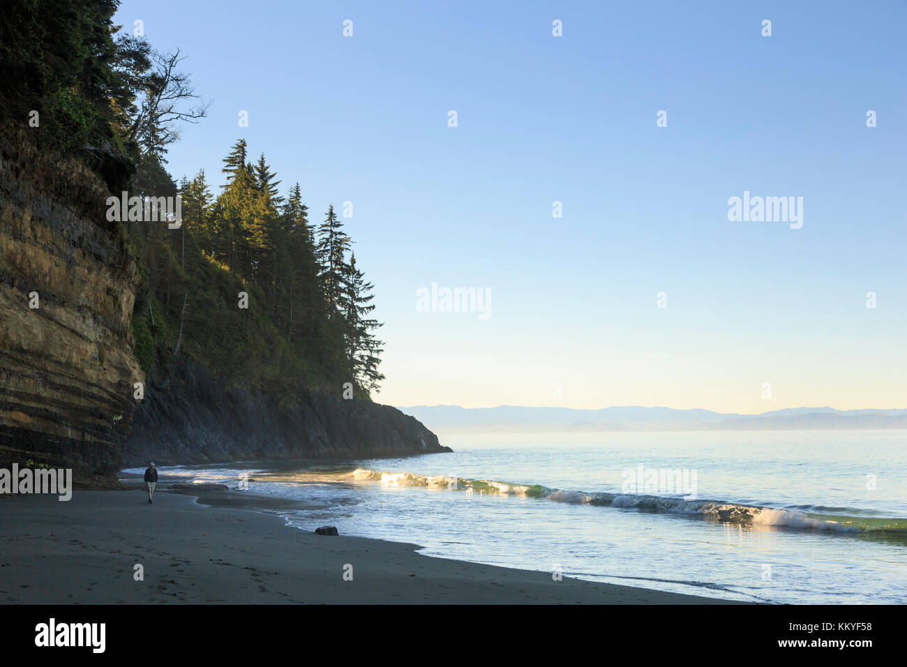 Mystic beach, Juan de fuca sentiero costiero, isola di Vancouver vicino a sooke, British Columbia, Canada Foto Stock