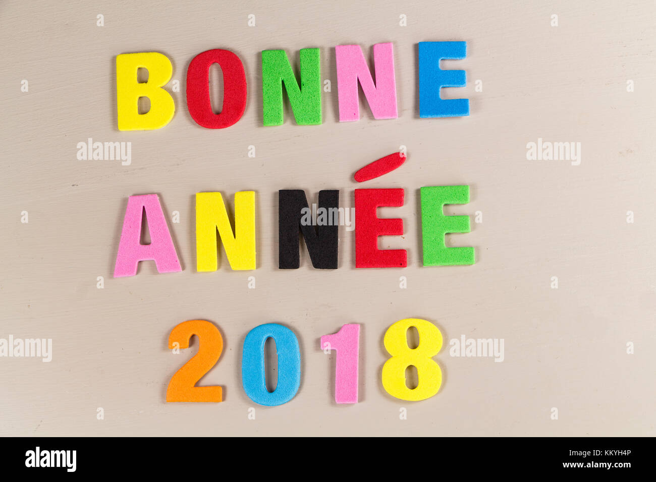 Felice anno nuovo 2018 scritto in francese Foto Stock
