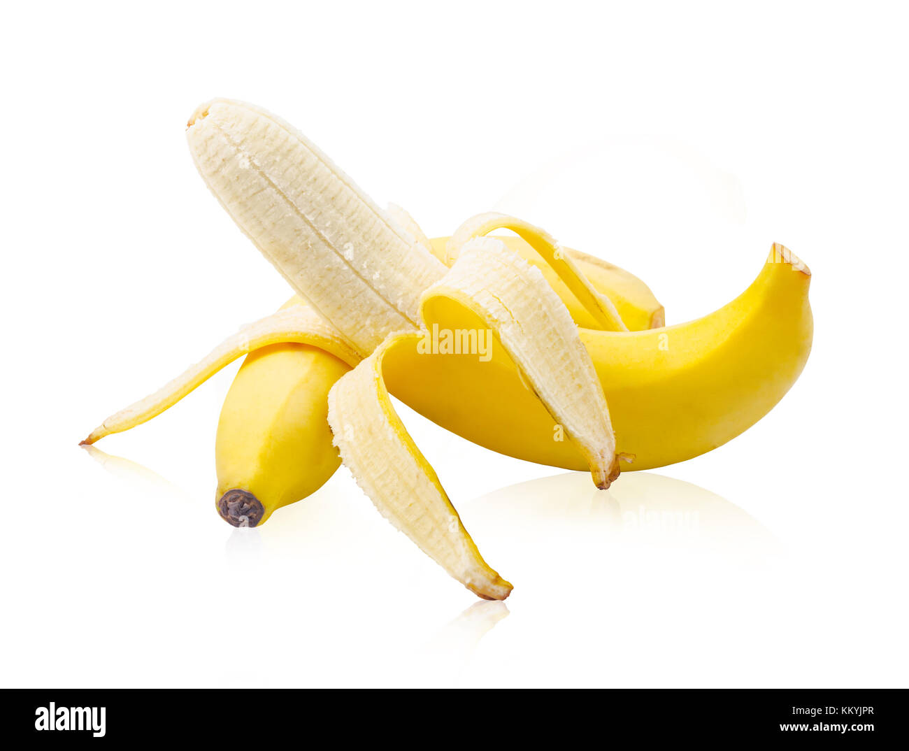 Cavendish banana isolato su sfondo bianco, salva percorso di clipping. Foto Stock