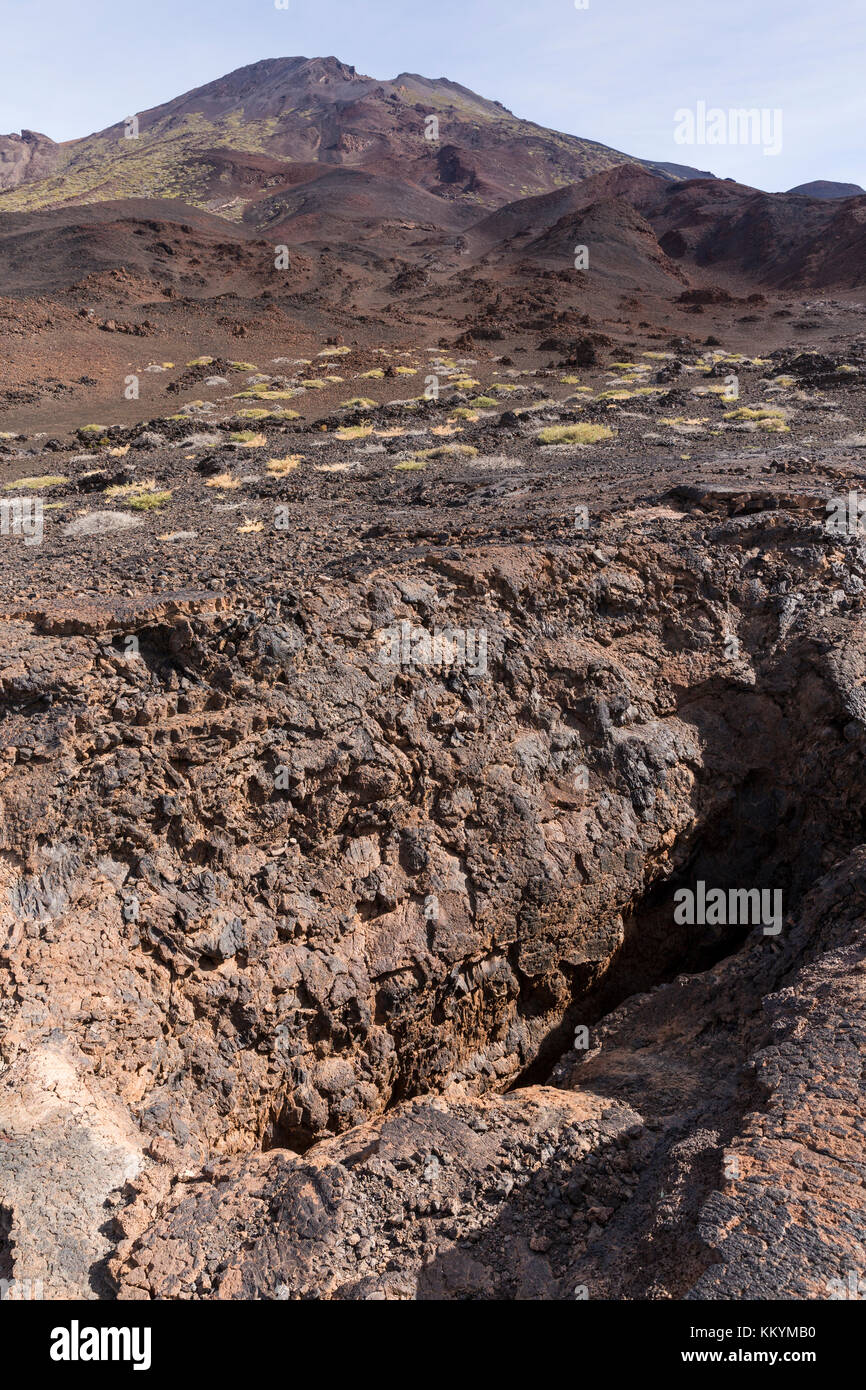 Tubi di lava e le grotte di Montana di Samara e Cuevas Negras Las Canadas del Teide Tenerife, Isole Canarie Foto Stock