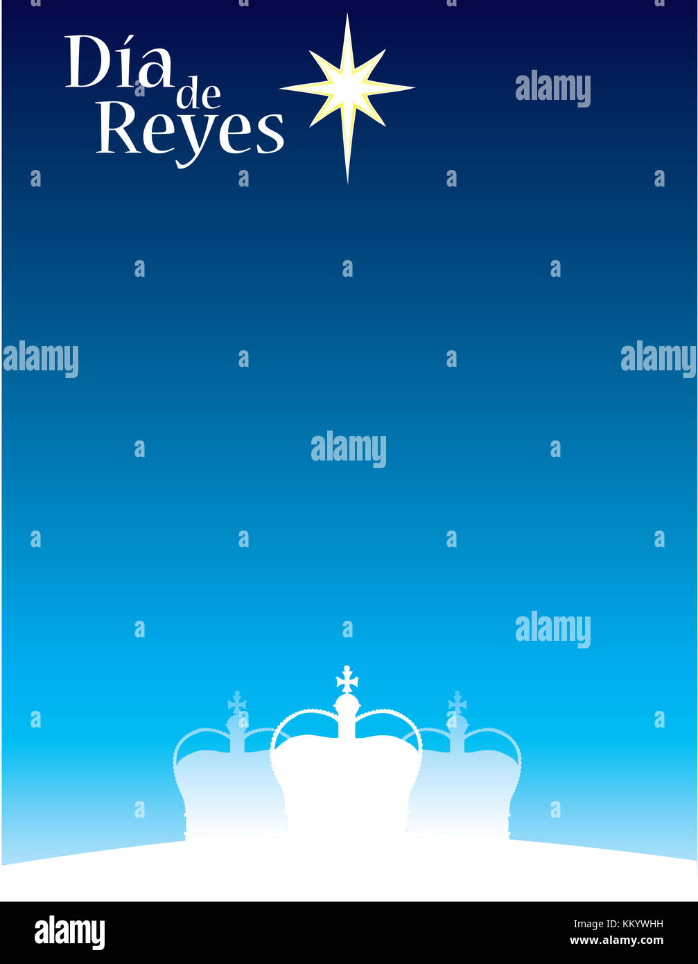 Tre Re giorno o dia de Reyes poster background. segna l'Adorazione del Bambino Gesù da parte dei tre re, a cui si fa riferimento anche come tre saggi, o re magi. Foto Stock