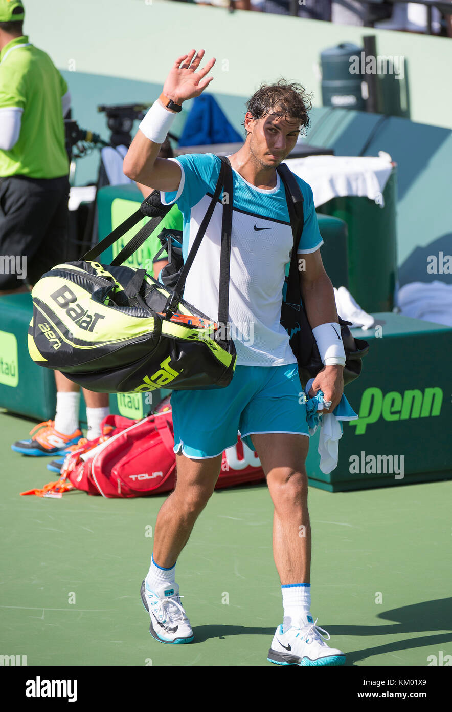 KEY BISCAYNE, FL - 26 MARZO: Rafael Nadal il giorno 6 del Miami Open presentato da Itau al Crandon Park Tennis Center il 26 marzo 2016 a Key Biscayne, Florida persone: Rafael Nadal Foto Stock