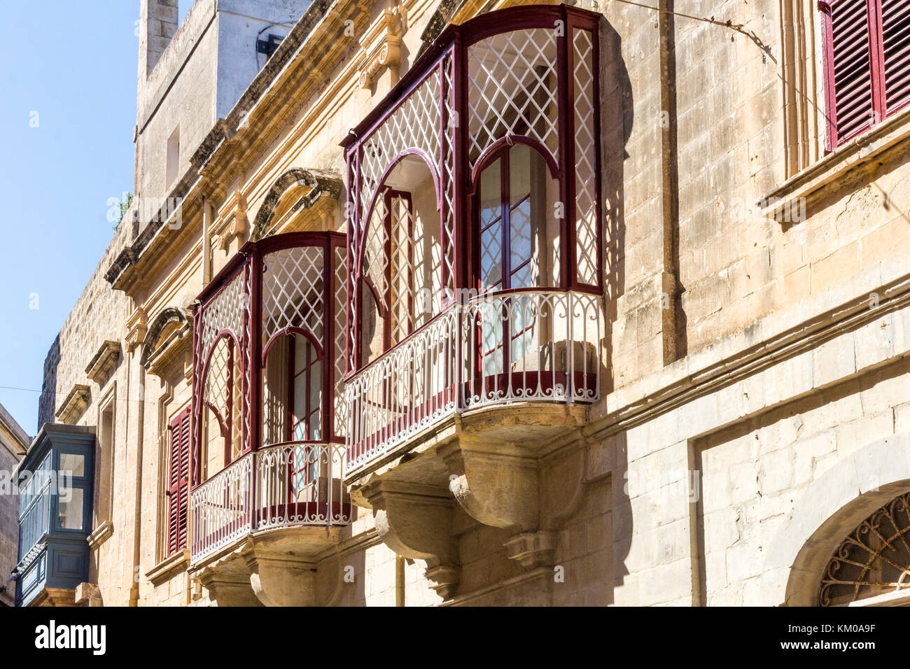 Balconi in Mdina, Malta Foto Stock