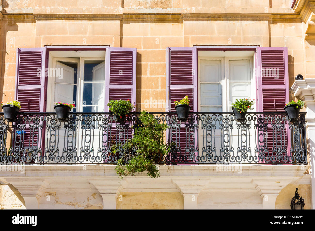 Balconi in Mdina, Malta Foto Stock