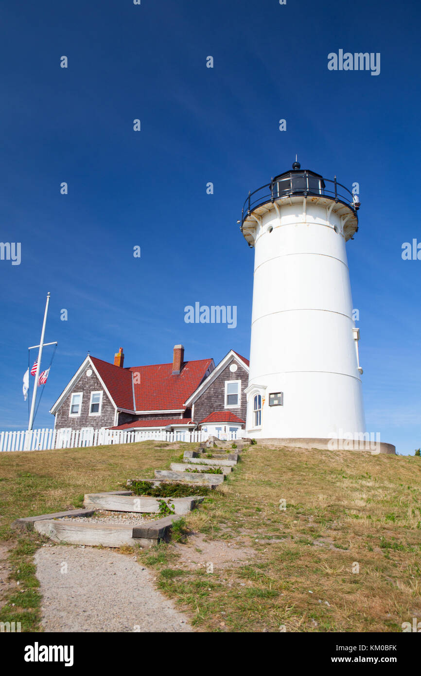 Nobska luce, noto anche come punto di nobska luce è un faro situato nei boschi foro sulla punta sudoccidentale di Cape Cod, Massachusetts. Foto Stock