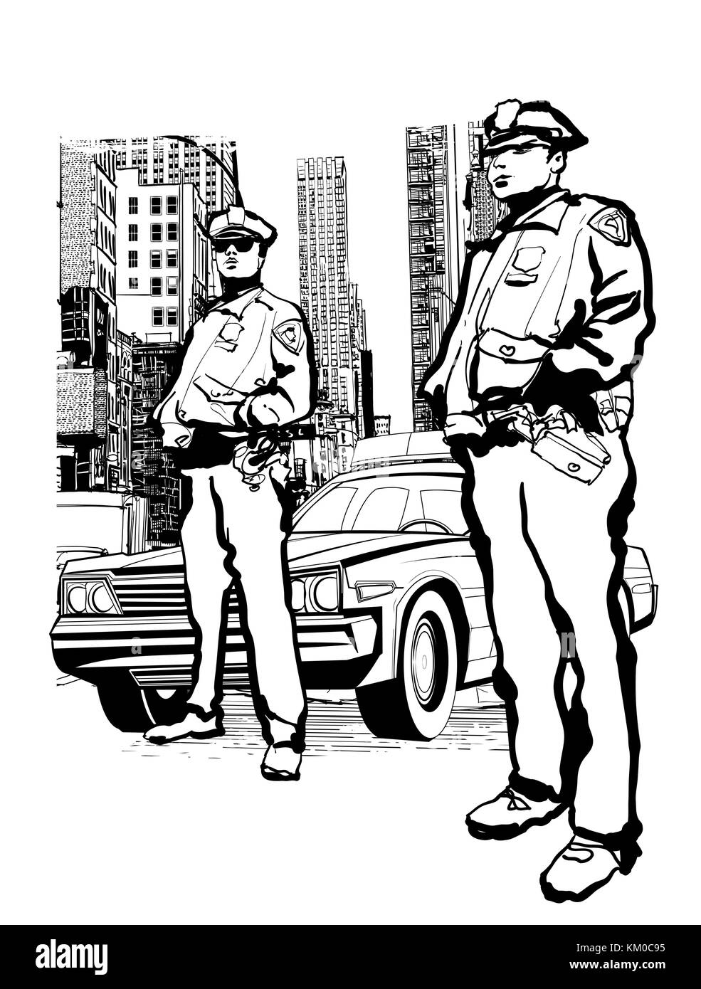 I poliziotti in la quinta avenue in new york - illustrazione vettoriale Illustrazione Vettoriale