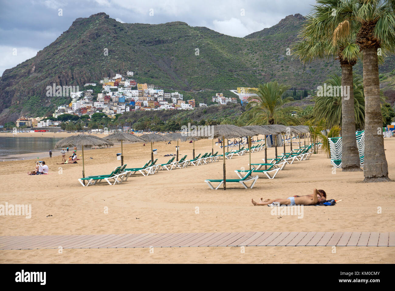 Playa teresitas, popolare spiaggia di san andres,l'isola di Tenerife, Isole canarie, Spagna Foto Stock