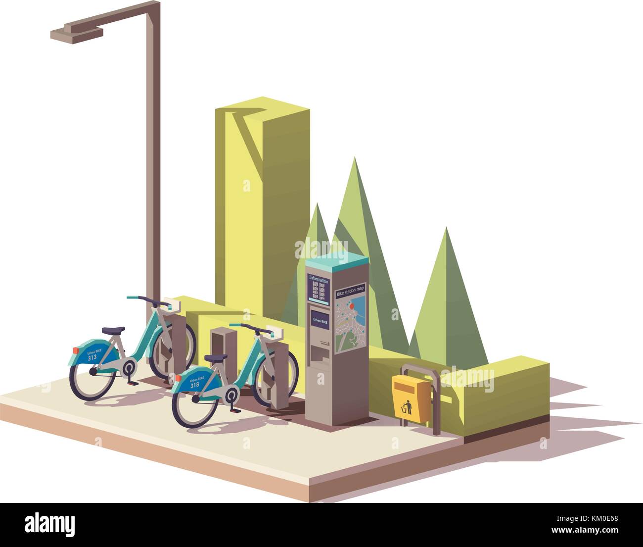 Vettore low poly bicicletta sistema di condivisione Illustrazione Vettoriale