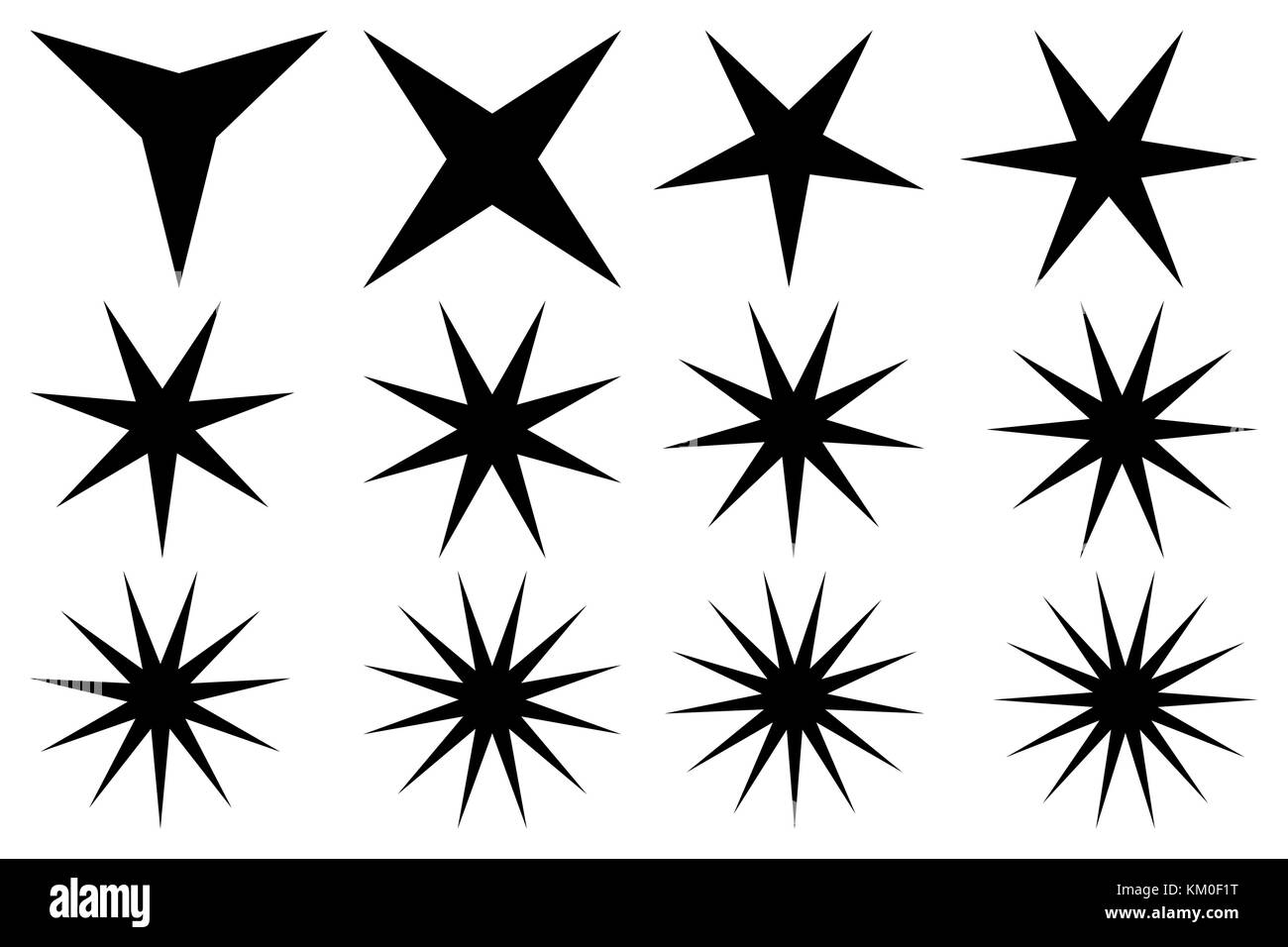 Star - set di vettore - nero su sfondo bianco Illustrazione Vettoriale