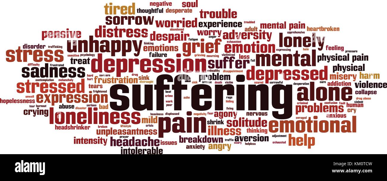 La sofferenza di parola il concetto di cloud. illustrazione vettoriale Illustrazione Vettoriale