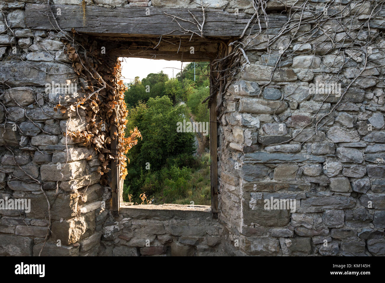 Architettura antica con vista da un vecchio rovinato fortezza Foto Stock