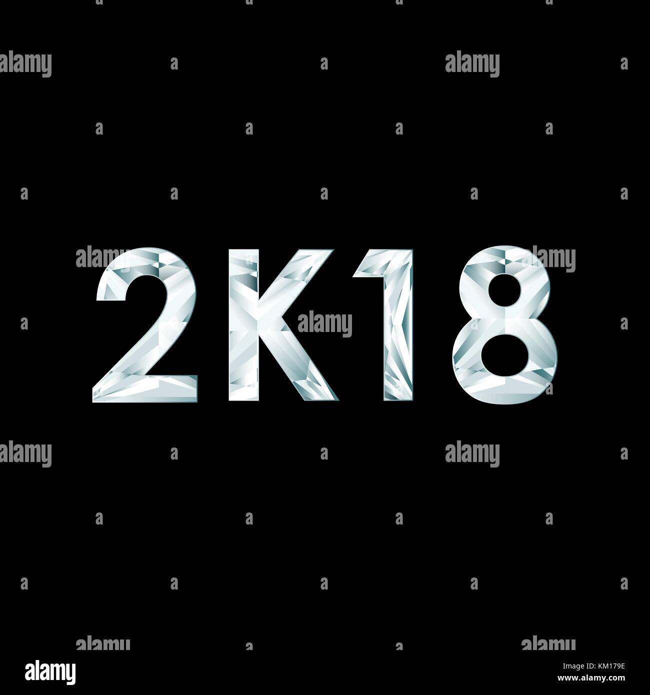 Simboli 2k18 su sfondo nero Illustrazione Vettoriale