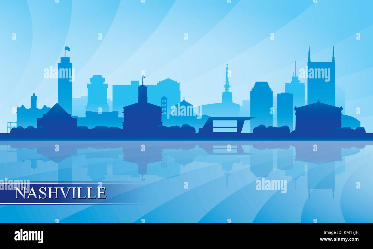 Nashville skyline della città sullo sfondo di silhouette, illustrazione vettoriale Illustrazione Vettoriale