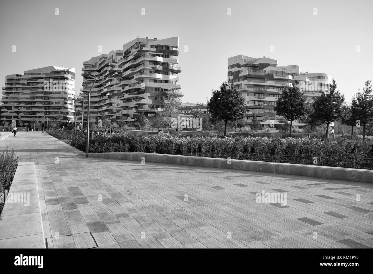 Milano, 13 ottobre 2017 - nuovo e moderno edificio in condominio di " vita di città degli affari e residenziale quartiere 'tre torri", Milano, Italia Foto Stock