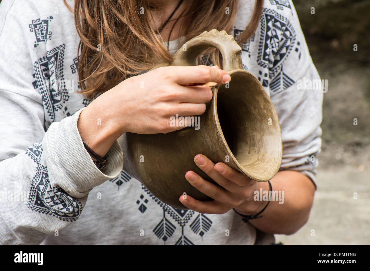 Immagine ravvicinata di un vasaio. Foto Stock