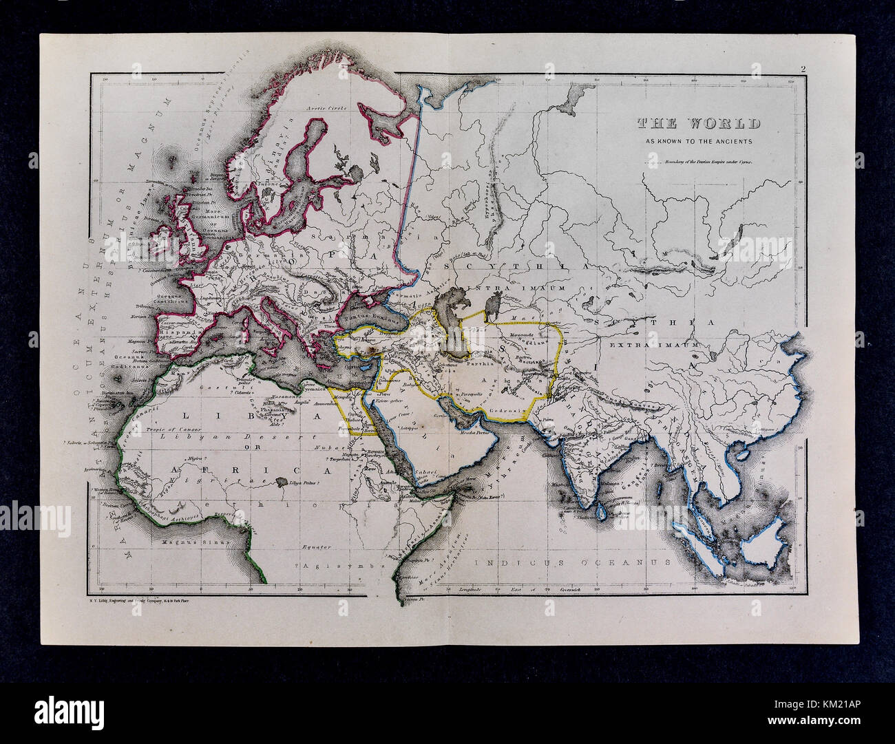 Mappa classica del mondo antico, conosciuta dagli antichi Foto Stock