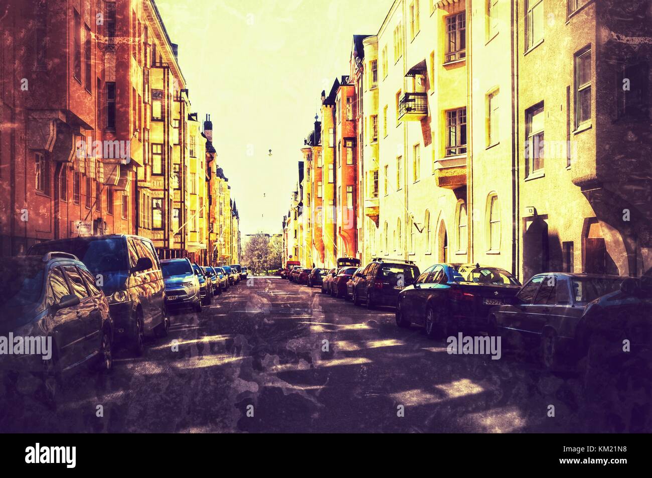 Street a Helsinki Foto Stock