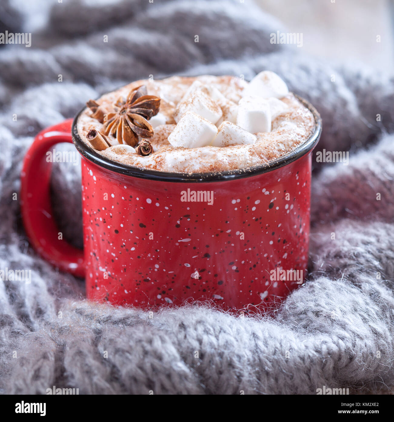 Cioccolata calda con marsmallow caramelle Foto Stock