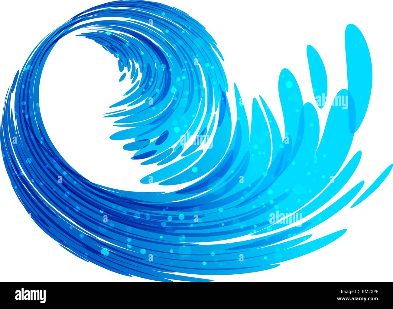 Onda Blu isolato su sfondo bianco, acqua splash vettore Illustrazione Vettoriale