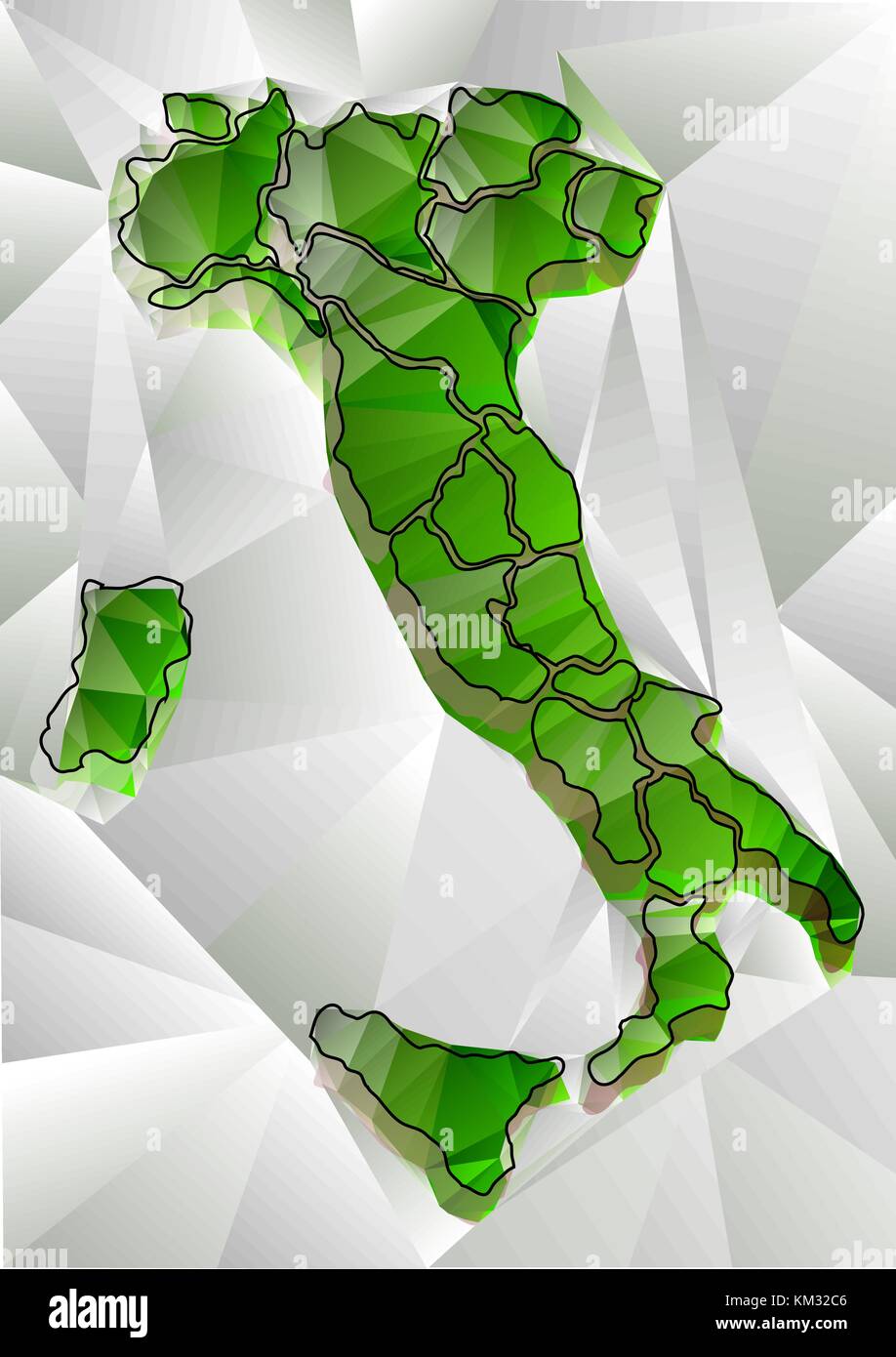 Abstract triangolare verde Mappa di Italia Illustrazione Vettoriale