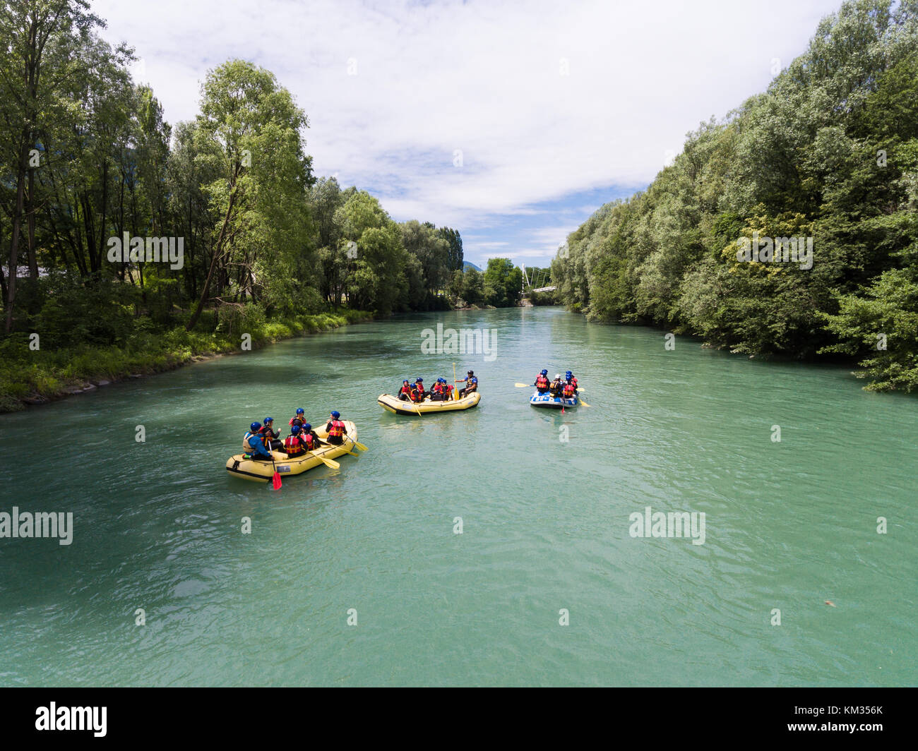 Rafting sul fiume Adda in Valtellina Foto Stock