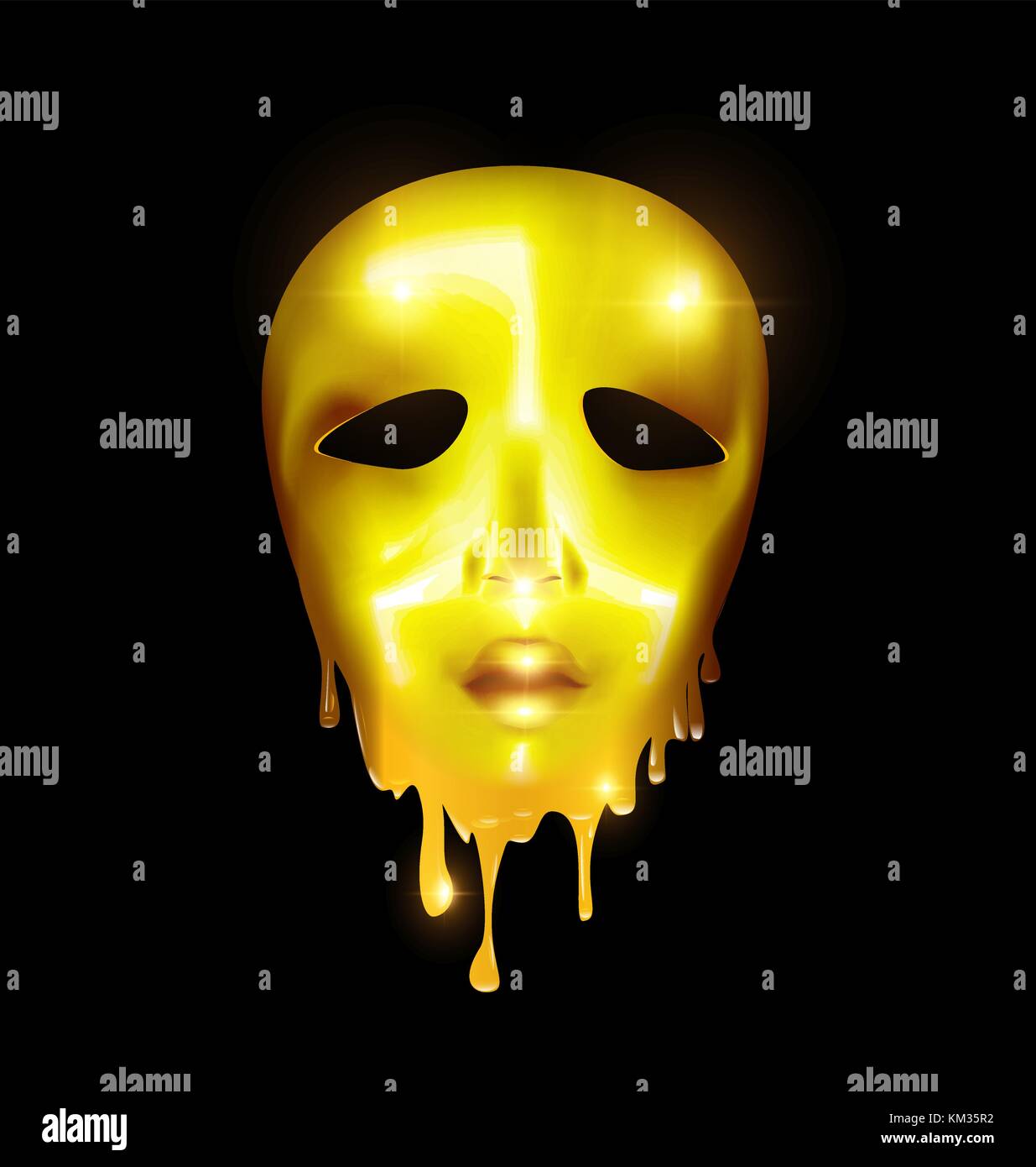 Maschera dorata di faccia di liquido Illustrazione Vettoriale