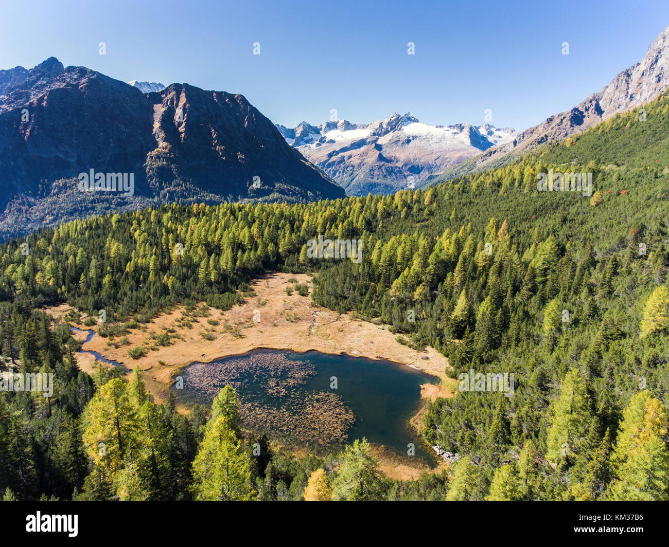 Laghi e foreste in montagna, Alpi Foto Stock