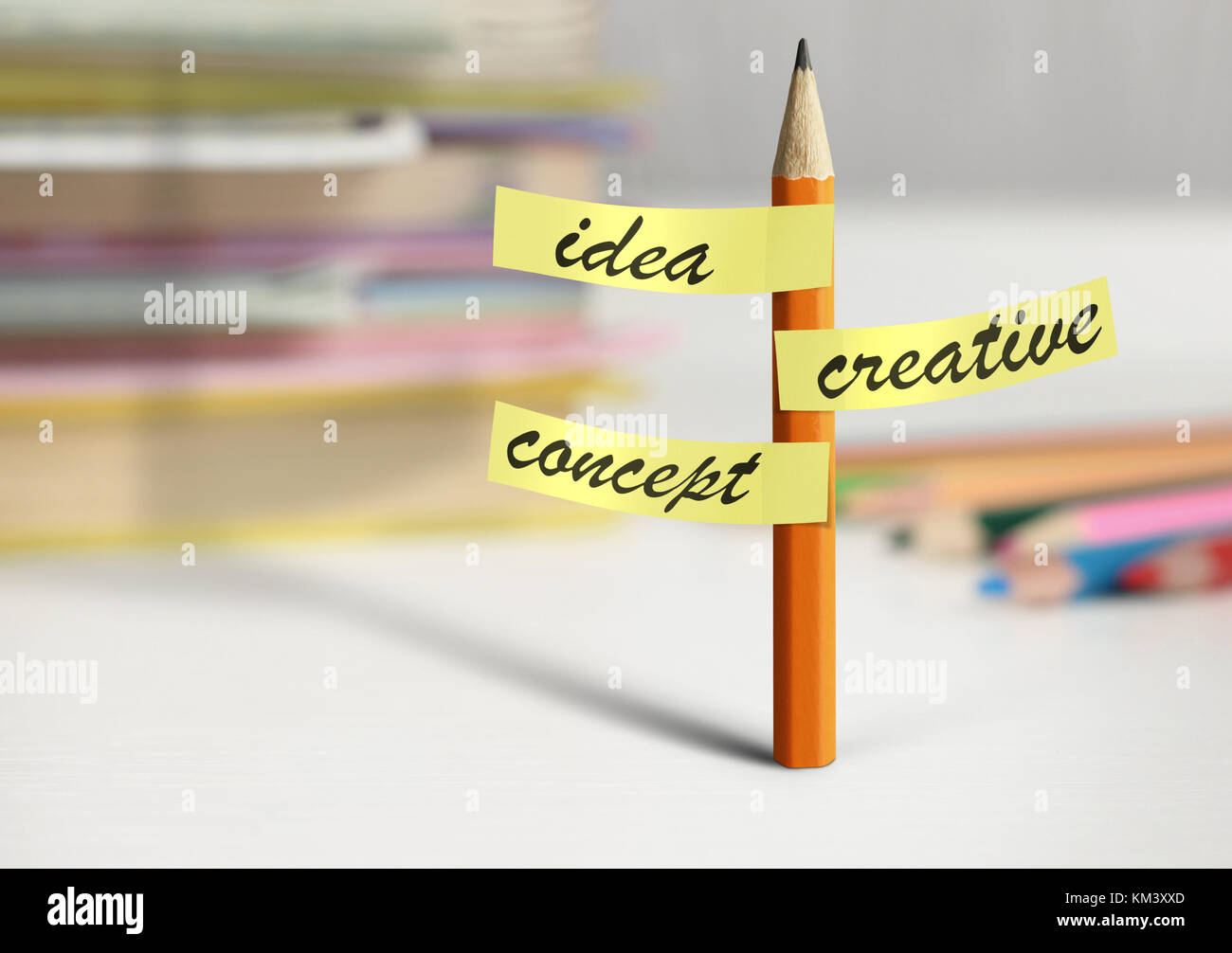 Idea concetto creativo, matita con adesivi Foto Stock