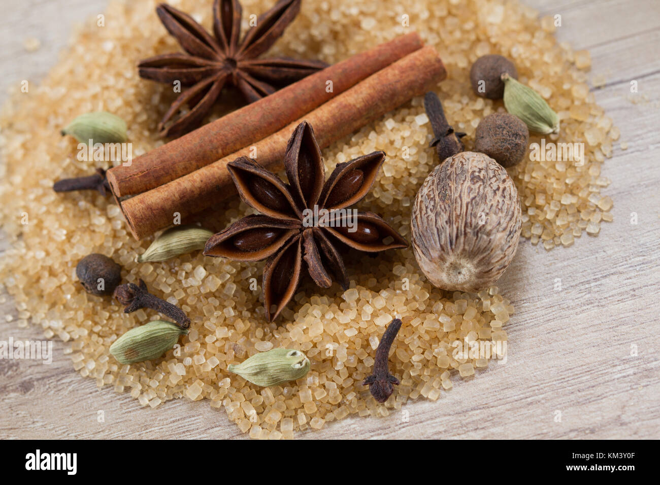 Raccolta di spezie per vin brulé Foto Stock