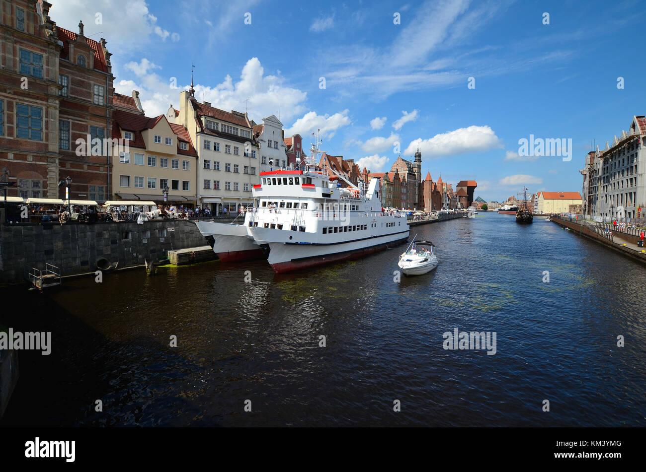 Il vecchio porto sul fiume motawa a Danzica (Polonia) Foto Stock