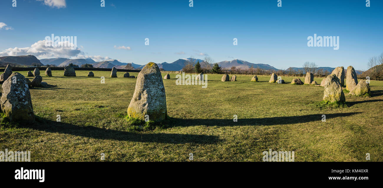 Castlerigg Stone Circle, Lake District inglese, vicino alla città di Keswick. Foto Stock