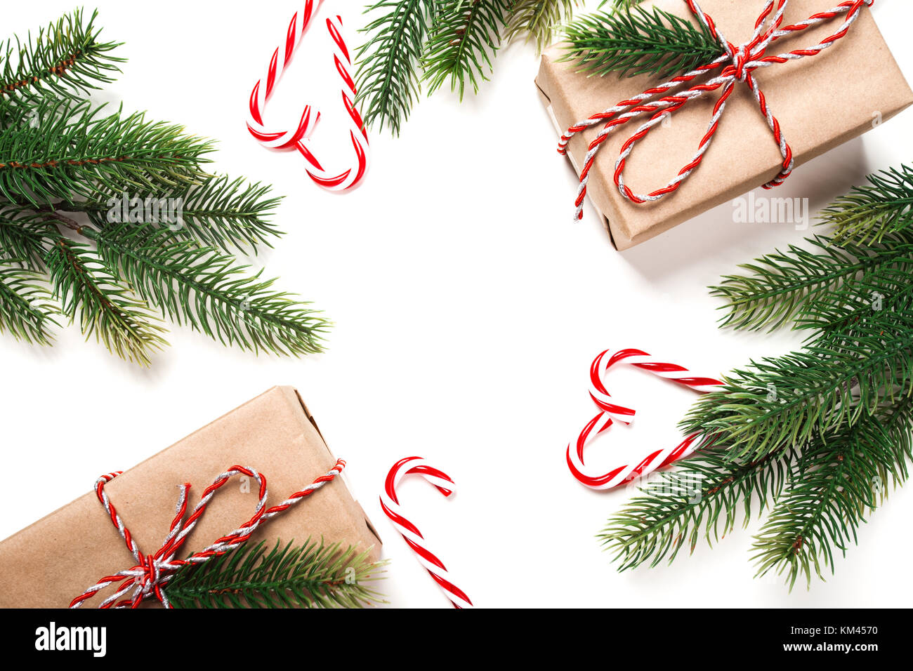 Natale regali vintage con struttura ad albero e candy Foto Stock