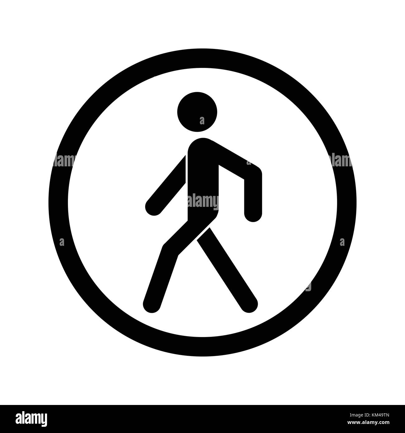 Nessun segno a piedi. vietato black cartello stradale isolato su sfondo bianco. Segnale pedonale. stop entrata simbolo per vietato. vietato camminare segno illustrazione vettoriale Illustrazione Vettoriale