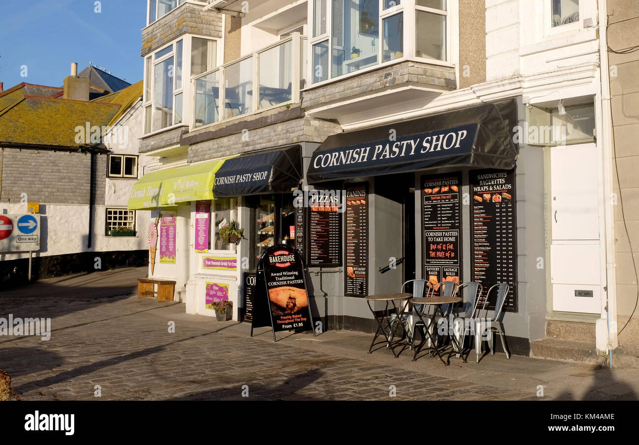 Cornish pasty bakers shop in St Ives Cornwall Regno Unito Foto Stock