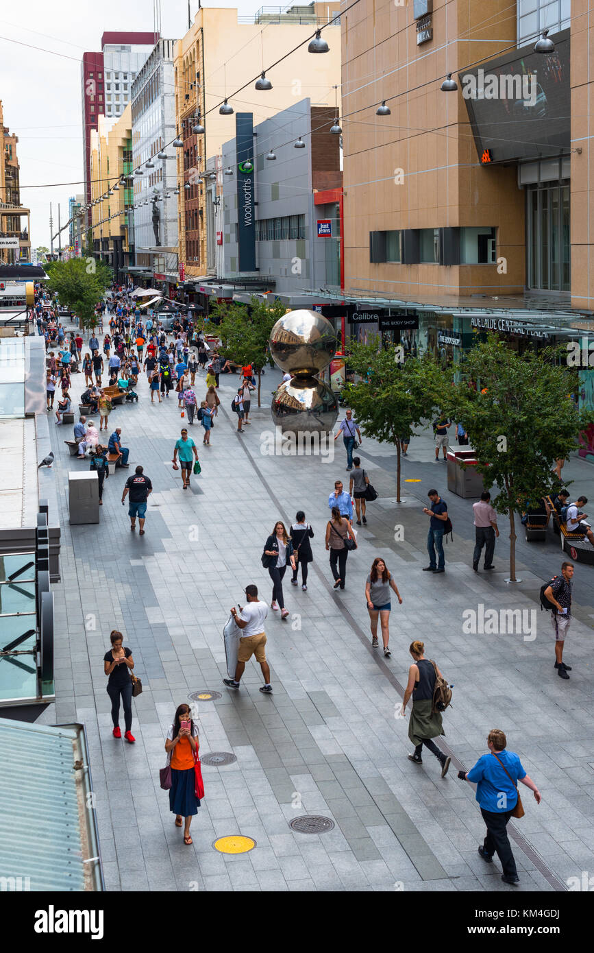 Randell Street Mall visto dall alto punto di vantaggio. Centrale di Adelaide, Australia del Sud. Foto Stock