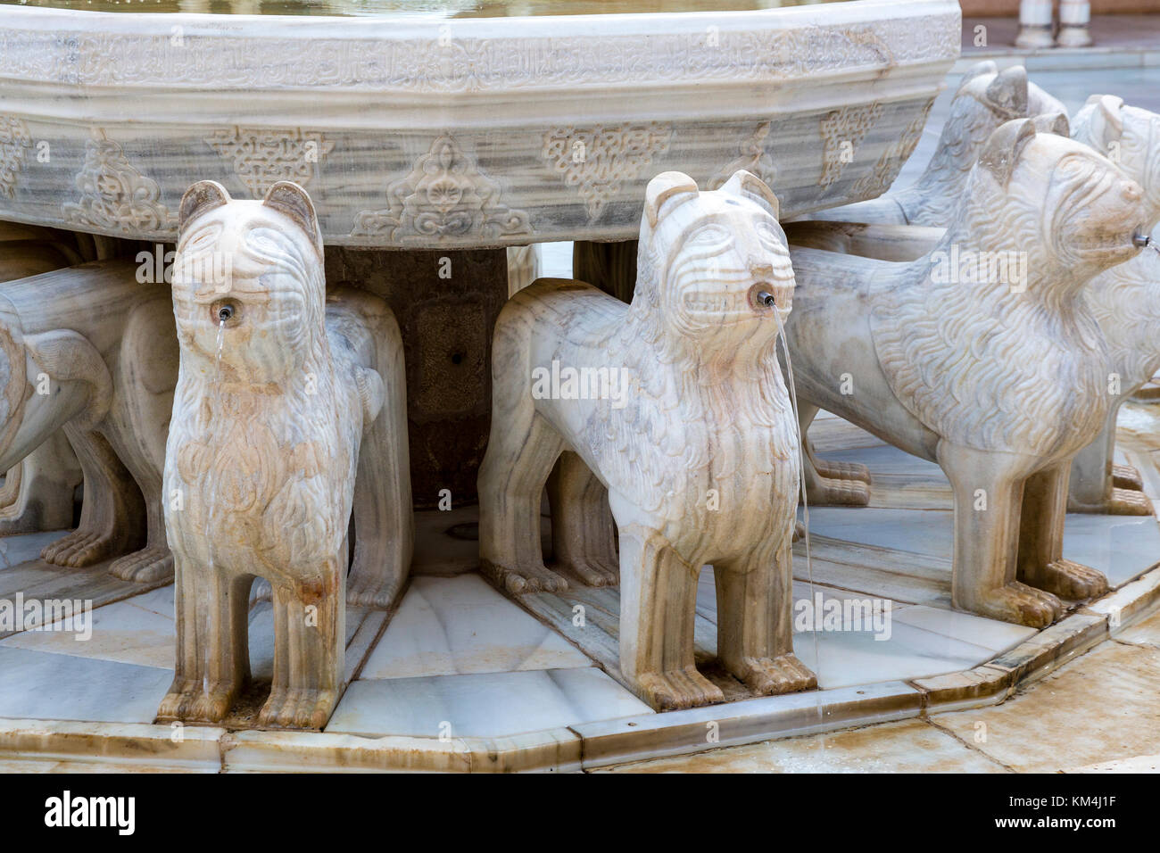 Los Leonos, le statue dei leoni, il cortile del Lions il Alhambrah, Granada, Spagna Foto Stock