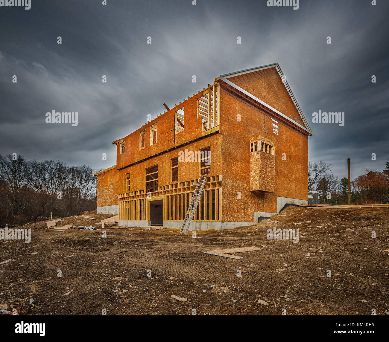 Casa di nuova costruzione sito di framing Foto Stock